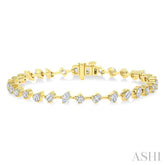 3 1/2 Ctw Mixed Shape Fusion Diamond Fashion Bracelet in 14K Yellow Gold