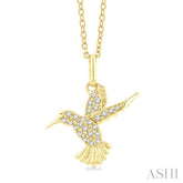 1/6 Ctw Petite Hummingbird Round Cut Diamond Fashion Pendant With Chain in 10K Yellow Gold
