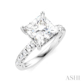 1/3 Ctw Princess Shape Round Cut Diamond Semi-Mount Engagement Ring in 14K White Gold