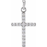 14K White 1/10 CTW Natural Diamond Cross Pendant