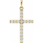 14K Yellow 1/8 CTW Lab-Grown Diamond Cross Pendant