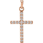 14K Rose 3/4 CTW Lab-Grown Diamond Cross Pendant