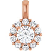 14K Rose 3/4 CTW Lab-Grown Diamond Halo-Style Pendant