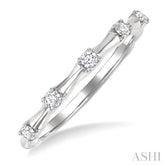 1/5 Ctw Bamboo Shoot Inspired Round Cut Diamond Fashion Ring in 14K White Gold