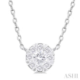 1/10 Ctw Lovebright Petite Round Shape Round Cut Diamond Fashion Pendant With Chain in 10K White Gold