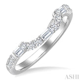 1/3 Ctw Curved Baguette and Round Cut Diamond Wedding Band in 14K White Gold