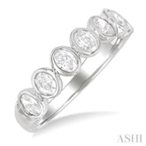 1 Ctw 7-Stone Bezel Set Oval Cut Diamond Fashion Band in 14K White Gold