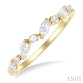 3/8 Ctw Wave Pattern Scatter Marquise and Round Cut Diamond Fashion Band in 14K Yellow Gold
