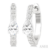 3/8 Ctw Pear Shape and Round Cut Diamond Fashion Huggie Petite Earrings in 14K White Gold