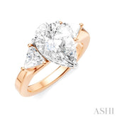1/2 Ctw Pear Shape Trillion Cut & Round Cut Diamond Semi-Mount Engagement Ring in 14K Rose and White Gold