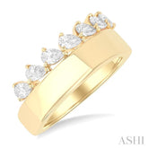 5/8 Ctw Pear Cut Diamond Bold Gold Fashion Wide Band in 14K Yellow Gold