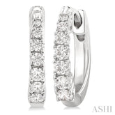 1/4 Ctw Graduated Round Cut Diamond Fashion Huggies in 14K White Gold