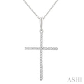 1/10 Ctw Cross Round Cut Diamond Fashion Pendant With Chain in 10K Yellow Gold