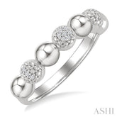 1/20 Ctw Bold Bead Design Single Cut Diamond Fashion Ring in Sterling Silver