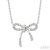 1/10 Ctw Bow Single Cut Diamond Fashion Pendant With Chain in Sterling Silver