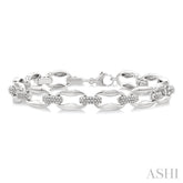 1/10 Ctw Oval Shape D-Link Single Cut Diamond Bracelet in Sterling Silver