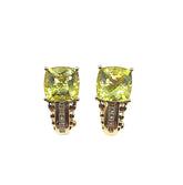 APPRAISED $1500- 14KT Yellow Gold Omega Back Earrings with Lemon Quartz and a Diamond Halo