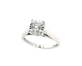 APPRAISED $1100- 10KT White Gold Engagement Ring with a Round Brilliant Diamond set in an Illusion Head & Side Round Brilliant Diamonds