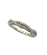 APPRAISED $2900 - 18KT White Gold Band with 52 Round Brilliant Diamonds - T. - .30ct in a Infinity Design with Scroll Under Gallery