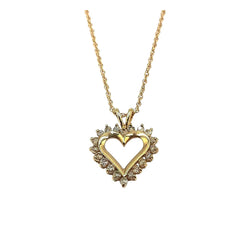 APPRAISED $650 - 10kt Yellow Gold Heart Pendant with 20 Round Brilliant Diamonds - T. - .40ct 