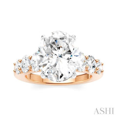 1 1/4 Ctw Oval Shape Oval and Round Cut Diamond Semi-Mount Engagement Ring in 14K Rose and White Gold