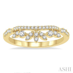 1/3 Ctw Alternating Marquise and Circular Mount Round Cut Diamond Curved Band in 14K Yellow Gold