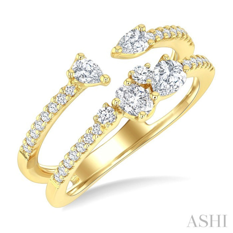 3/4 Ctw Mixed Cut Diamond Split Double Fashion Ring in 14K Yellow Gold