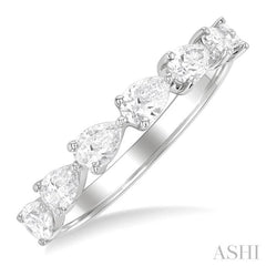 1 Ctw East-West Pear Shape Diamond Fashion Band in 14K White Gold