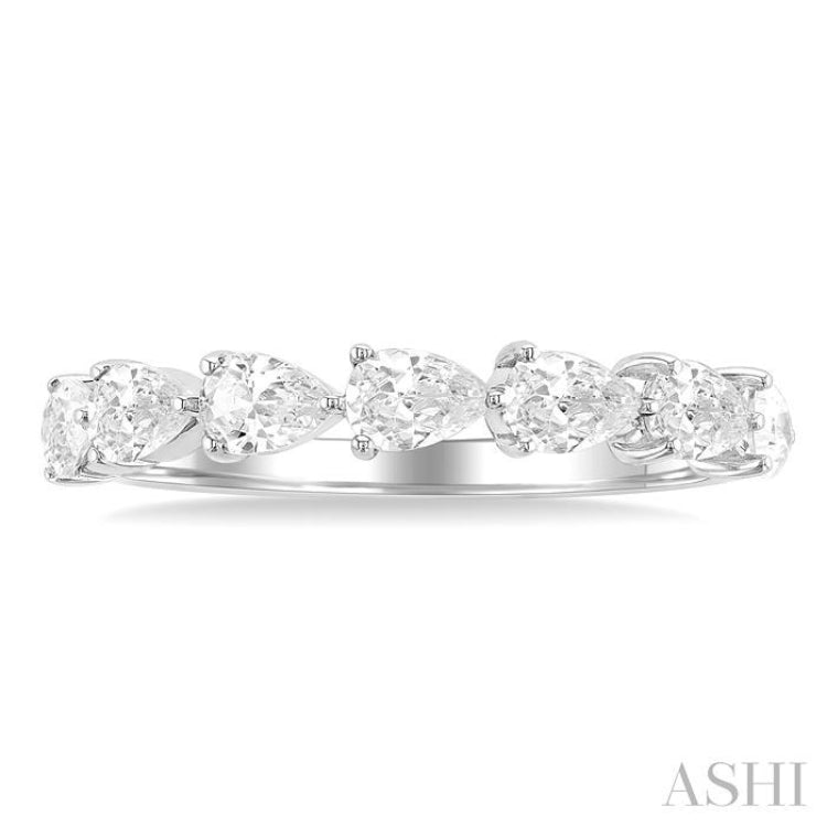 1 Ctw East-West Pear Shape Diamond Fashion Band in 14K White Gold