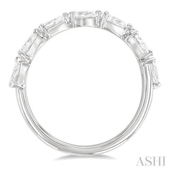 1 Ctw East-West Pear Shape Diamond Fashion Band in 14K White Gold