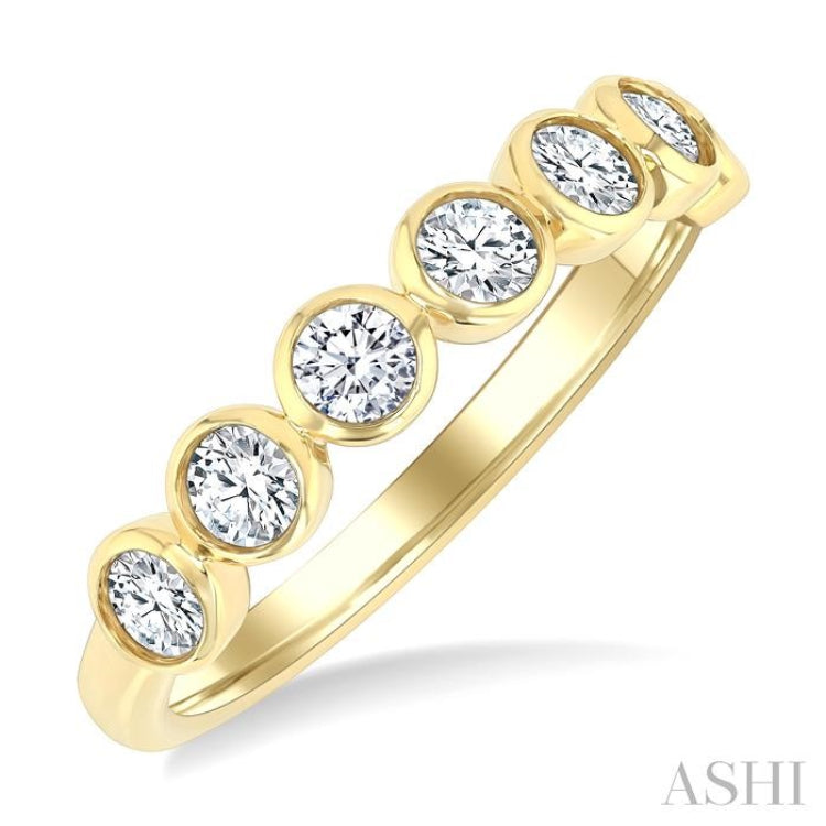 3/4 Ctw Bezel Set Round Cut Diamond Band in 14K Yellow Gold