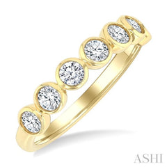 3/4 Ctw Bezel Set Round Cut Diamond Band in 14K Yellow Gold