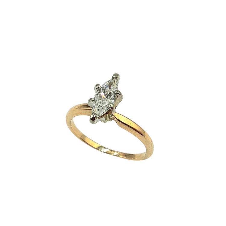 APPRAISED $1700 - 14kt Yellow Gold Band with 1 Marquise Diamond Center - EST. - .62ct