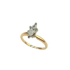 APPRAISED $1700 - 14kt Yellow Gold Band with 1 Marquise Diamond Center - EST. - .62ct