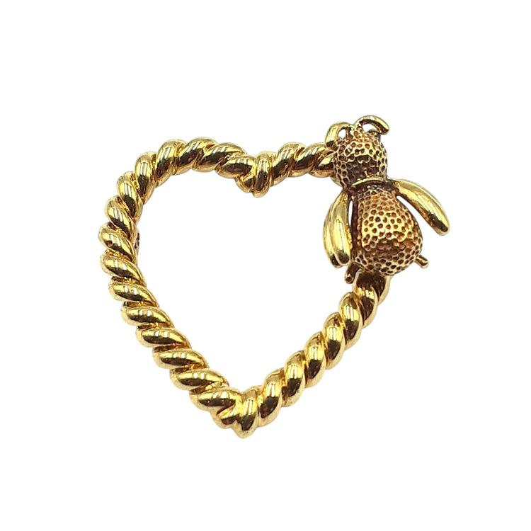 APPRAISED $3700 - 18kt Yellow Gold Woven Heart/Bee Pin 
