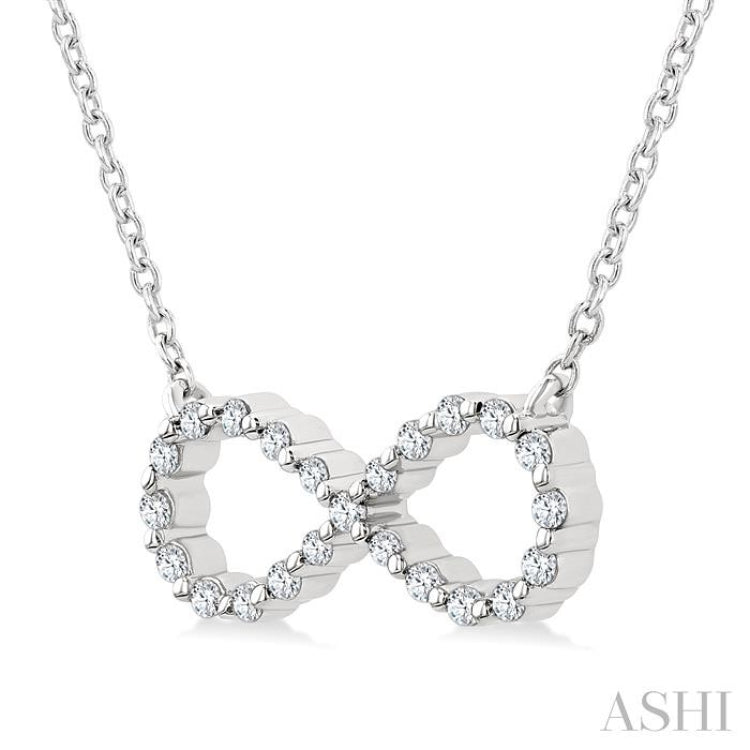 1/8 Ctw Petite Infinity Round Cut Diamond Fashion Pendant With Chain in Sterling Silver