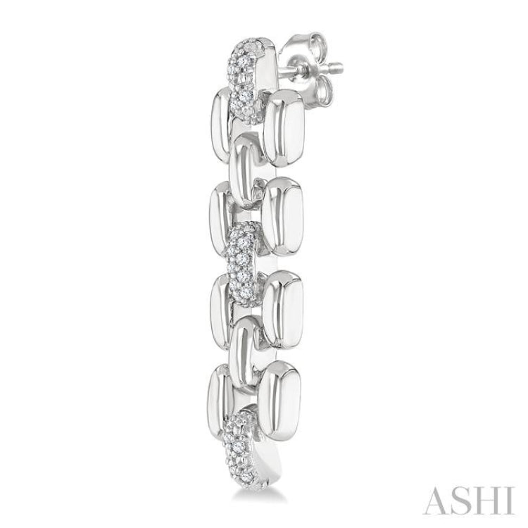 1/10 Ctw Bold Panther Link Single Cut Diamond Fashion Earrings in Sterling Silver