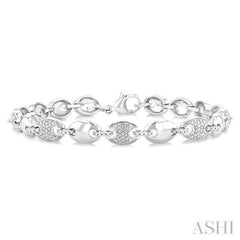 1/10 Ctw Mariner Link Single Cut Diamond Bracelet in Sterling Silver