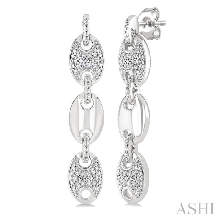 1/10 Ctw Mariner Link Single Cut Diamond Fashion Earrings in Sterling Silver
