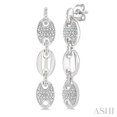 1/10 Ctw Mariner Link Single Cut Diamond Fashion Earrings in Sterling Silver