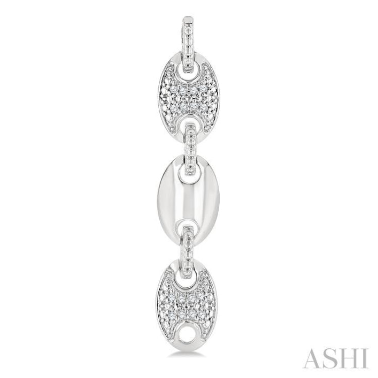 1/10 Ctw Mariner Link Single Cut Diamond Fashion Earrings in Sterling Silver