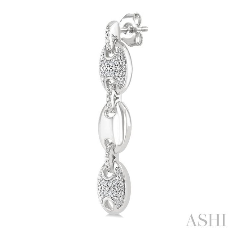 1/10 Ctw Mariner Link Single Cut Diamond Fashion Earrings in Sterling Silver