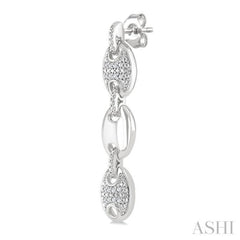 1/10 Ctw Mariner Link Single Cut Diamond Fashion Earrings in Sterling Silver
