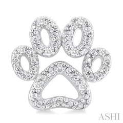 1/20 Ctw Dog Paw Round Cut Diamond Fashion Stud Earrings in Sterling Silver