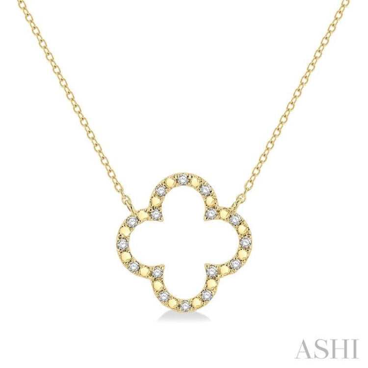 1/10 Ctw Round Cut Diamond Clover Pendant  in Gold Plated Sterling Silver with Chain