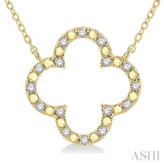 1/10 Ctw Round Cut Diamond Clover Pendant  in Gold Plated Sterling Silver with Chain
