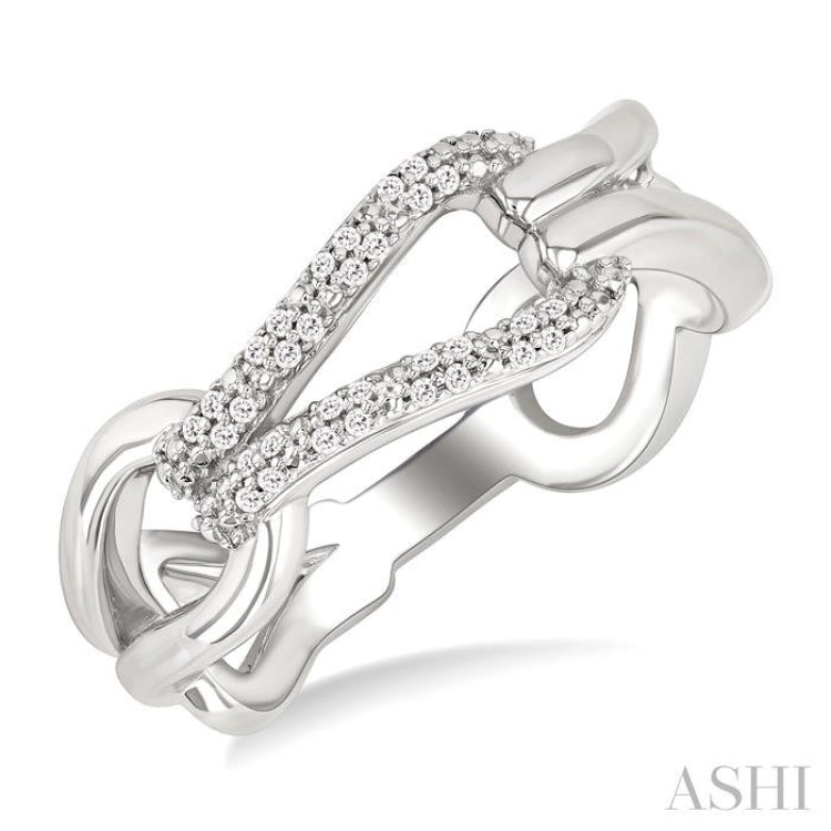 1/10 Ctw Open Window Bold Knot Link Round Cut Diamond Fashion Ring in Sterling Silver