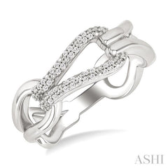 1/10 Ctw Open Window Bold Knot Link Round Cut Diamond Fashion Ring in Sterling Silver