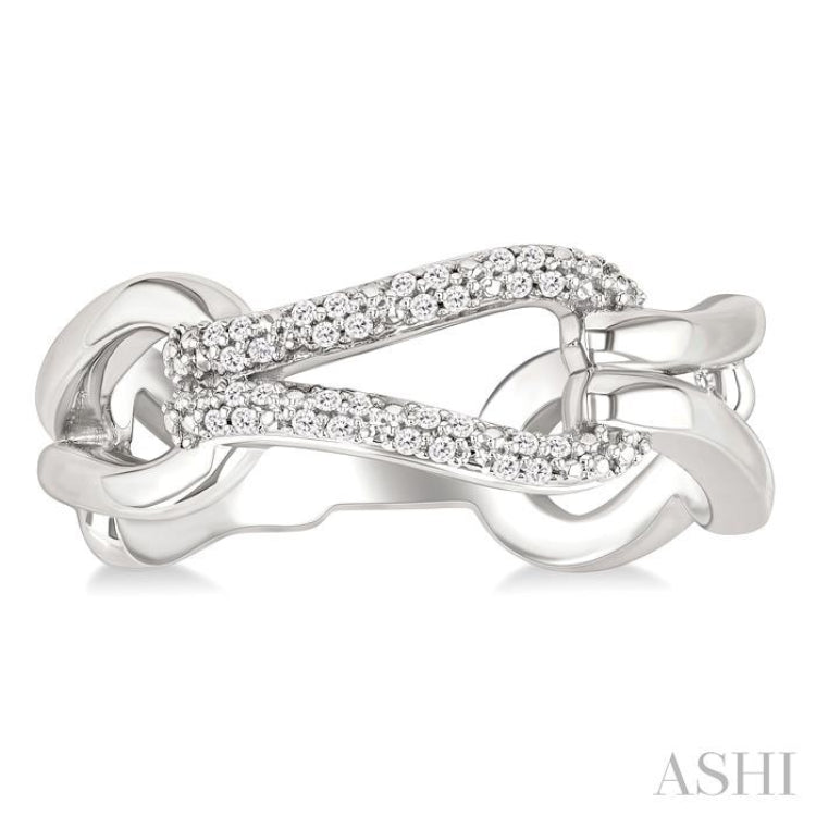 1/10 Ctw Open Window Bold Knot Link Round Cut Diamond Fashion Ring in Sterling Silver