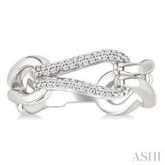 1/10 Ctw Open Window Bold Knot Link Round Cut Diamond Fashion Ring in Sterling Silver